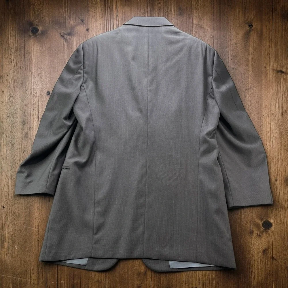 Vintage Mani Giorgio Armani Mens 42L Wool Blazer Blue Gray Microdot Sport Coats